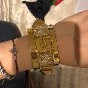 Gold and crystal large cuff